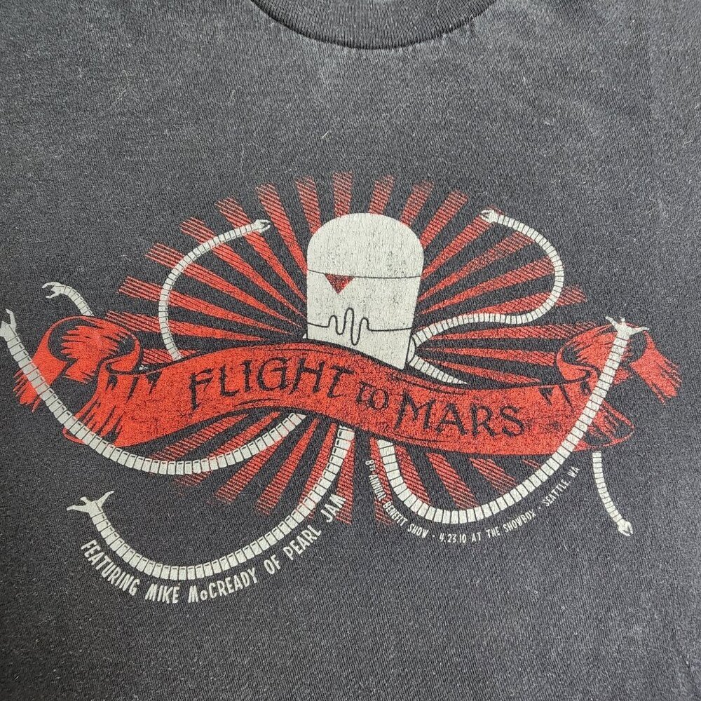 Flight to Mars Black Cotton Concert T-shirt, Women's Small